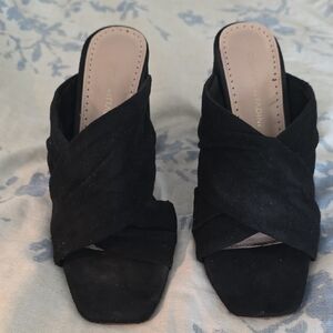 Adrienne Vittadini Black Suede Mules